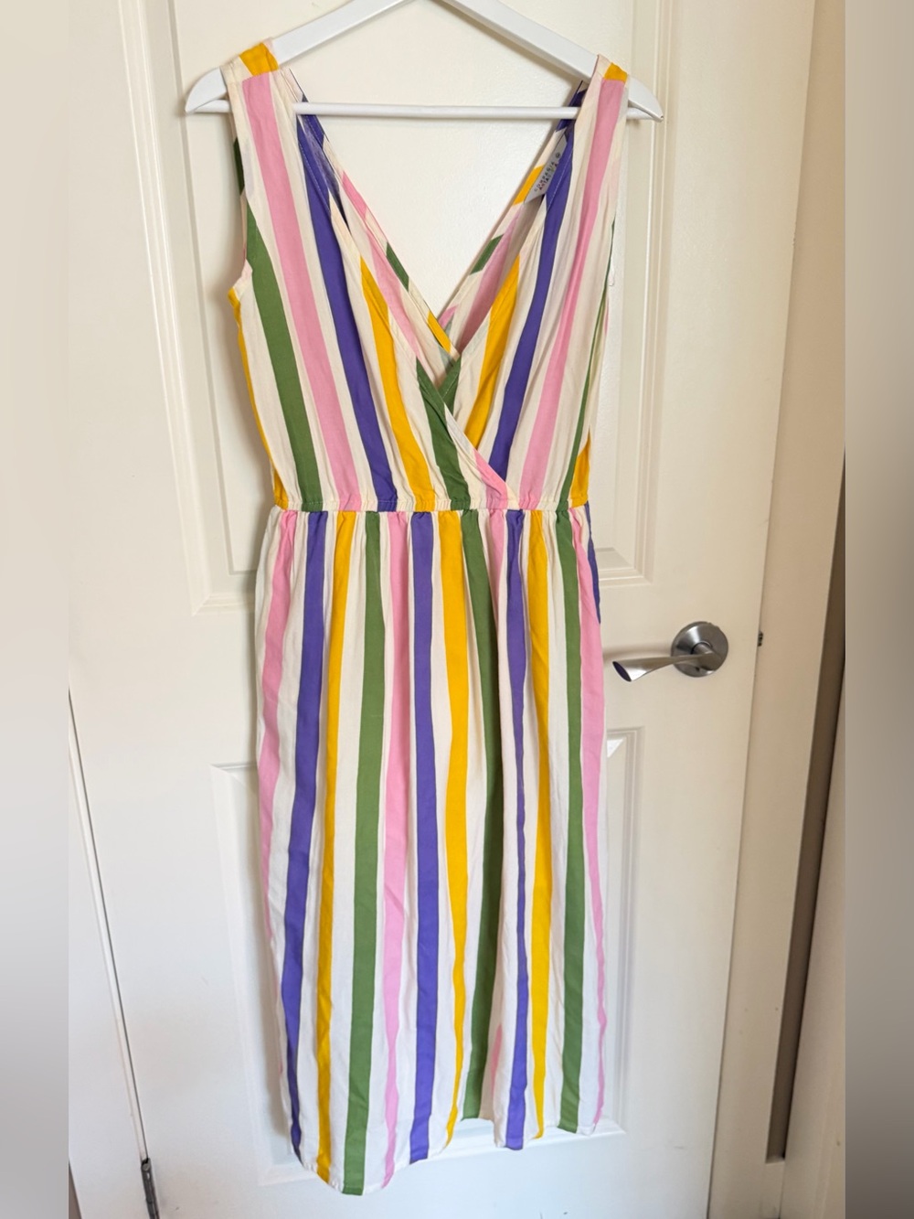 Striped V-Neck Sleeveless Viscose Summer Dress in Multi Fantastca - Picture 7 of 10